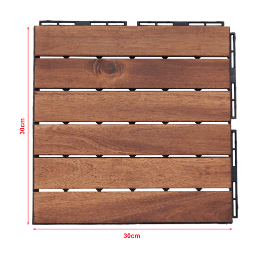 Conjunto de 10 ladrilhos Alliste click 6 ripas acáciaplástico 0,9 m², - Castanho casa.pro