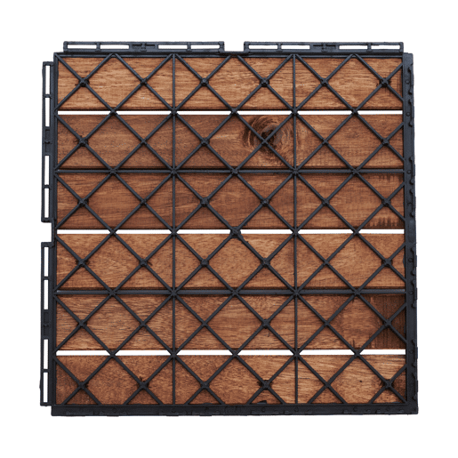 Conjunto de 10 ladrilhos Alliste click 6 ripas acáciaplástico 0,9 m², - Castanho casa.pro
