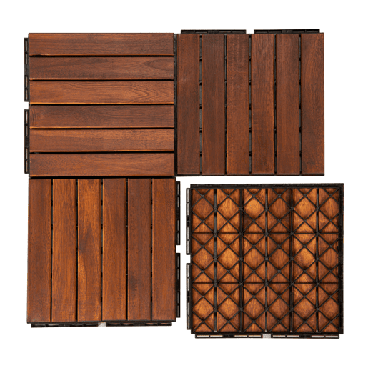 Conjunto de 10 ladrilhos Alliste click 6 ripas acáciaplástico 0,9 m², - Castanho casa.pro