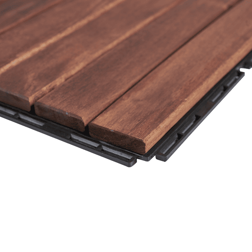 Conjunto de 10 ladrilhos Alliste click 6 ripas acáciaplástico 0,9 m², - Castanho casa.pro