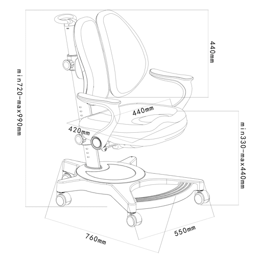 Cadeira de secretária para crianças Partille regulável em altura Metal Plástico - Cinzento en.casa