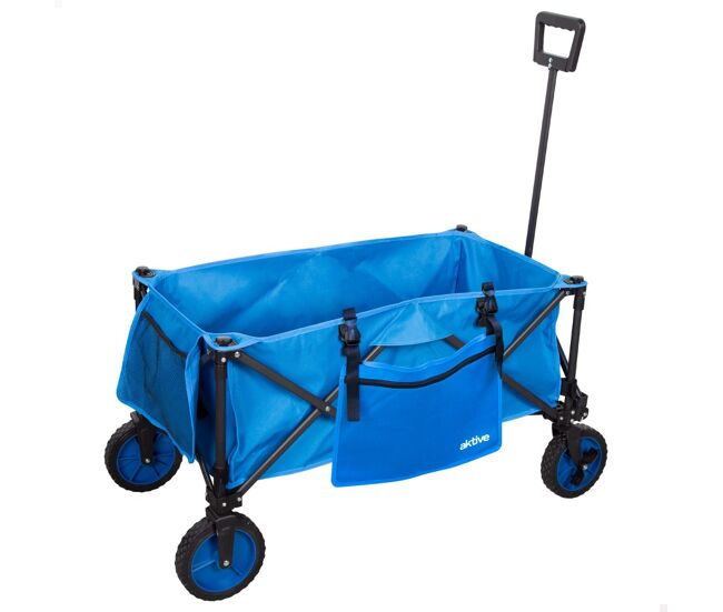 Aktive carro playa plegable azul c/ruedas 360º