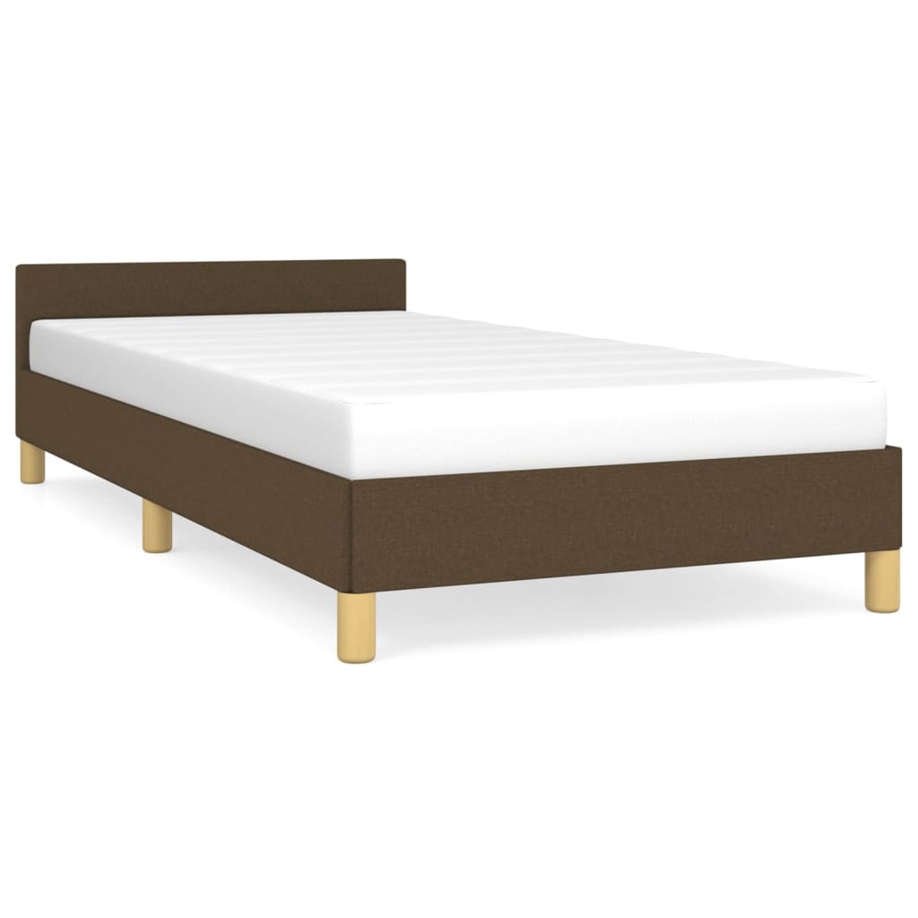 Estructura de cama con cabecero de tela marrón oscuro 80x200 cm