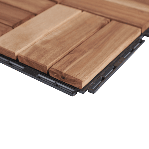 Conjunto de 10 ladrilhos Alliste click, 12 ripas de acáciaplástico 0,9 m², - Natural casa.pro