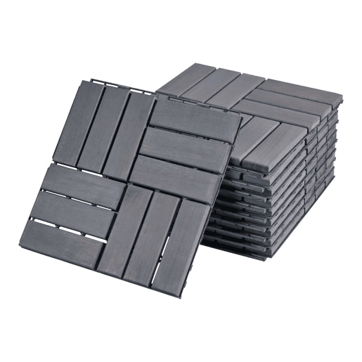 Conjunto de 10 ladrilhos Alliste click, 12 ripas de acáciaplástico 0,9 m², - Cinzento casa.pro