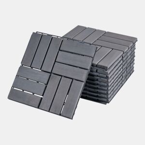 Conjunto de 10 ladrilhos Alliste click, 12 ripas de acáciaplástico 0,9 m², - Cinzento casa.pro