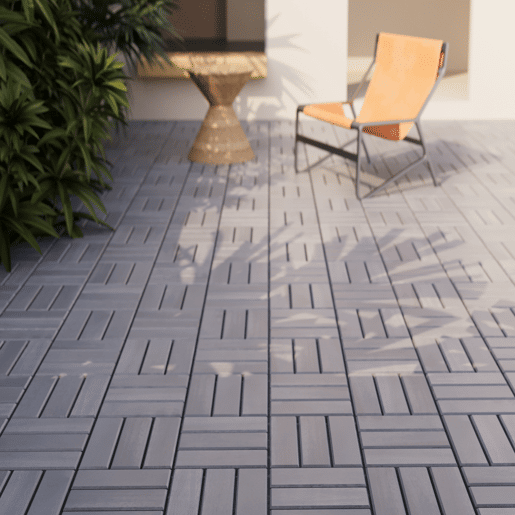 Conjunto de 10 ladrilhos Alliste click, 12 ripas de acáciaplástico 0,9 m², - Cinzento casa.pro