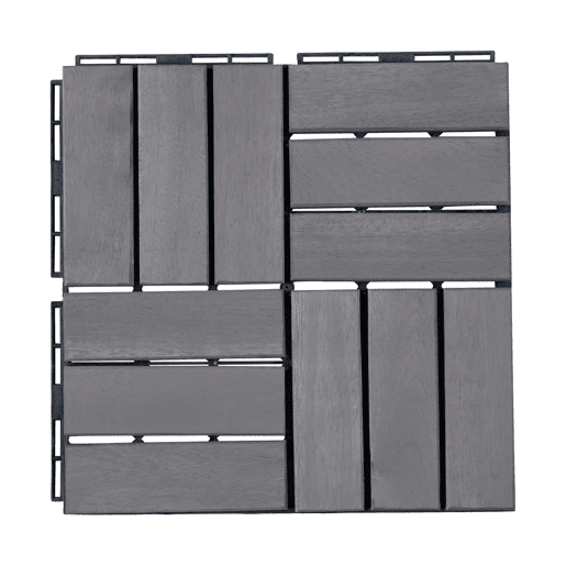 Conjunto de 10 ladrilhos Alliste click, 12 ripas de acáciaplástico 0,9 m², - Cinzento casa.pro