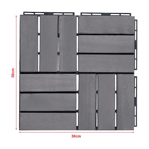 Conjunto de 10 ladrilhos Alliste click, 12 ripas de acáciaplástico 0,9 m², - Cinzento casa.pro