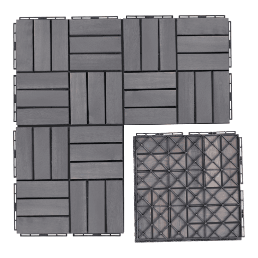 Conjunto de 10 ladrilhos Alliste click, 12 ripas de acáciaplástico 0,9 m², - Cinzento casa.pro