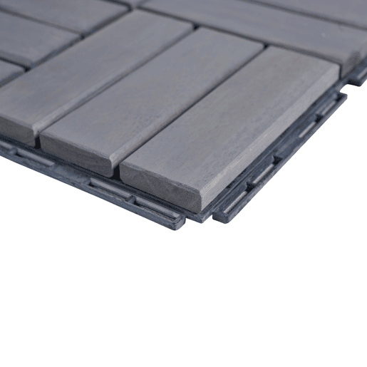 Conjunto de 10 ladrilhos Alliste click, 12 ripas de acáciaplástico 0,9 m², - Cinzento casa.pro