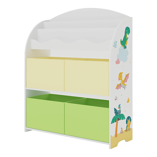 Estante infantil Orust com motivo em aglomerado 98x83x30 cm - Motivo dinossauro verdeamarelo en.casa