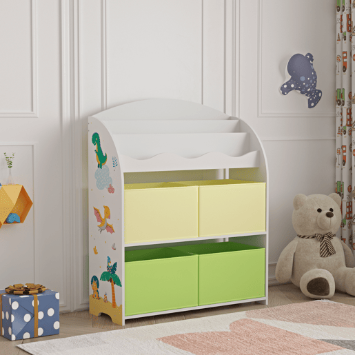 Estante infantil Orust com motivo em aglomerado 98x83x30 cm - Motivo dinossauro verdeamarelo en.casa