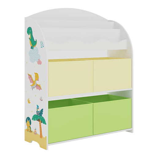 Estante infantil Orust com motivo em aglomerado 98x83x30 cm - Motivo dinossauro verdeamarelo en.casa