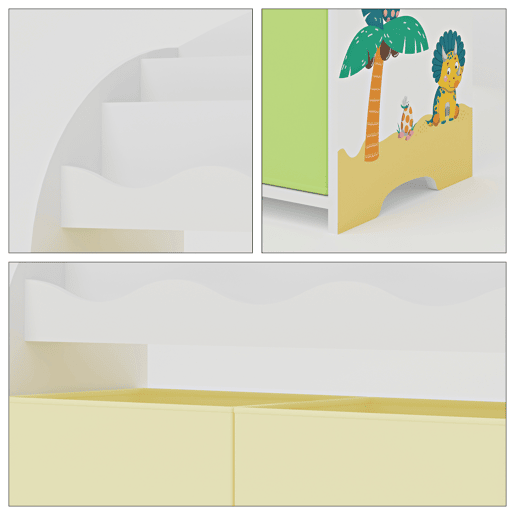 Estante infantil Orust com motivo em aglomerado 98x83x30 cm - Motivo dinossauro verdeamarelo en.casa