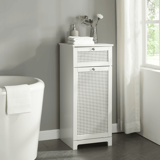 Armário para lavandaria Karlsøy com cesto extraível MDF 90x38x40cm - Branco en.casa