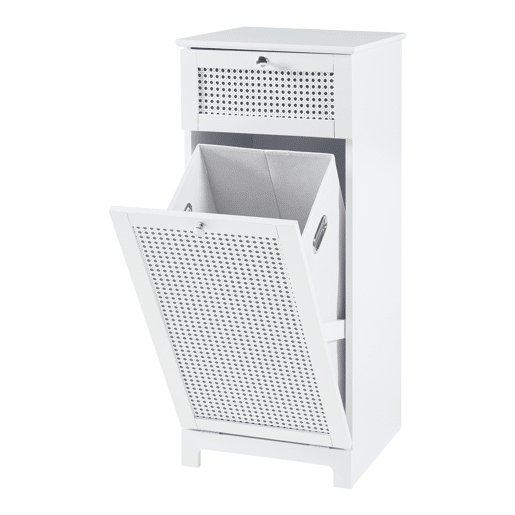 Armário para lavandaria Karlsøy com cesto extraível MDF 90x38x40cm - Branco en.casa