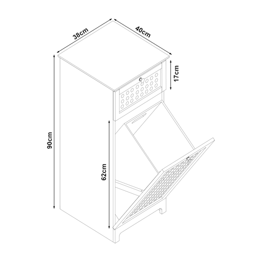 Armário para lavandaria Karlsøy com cesto extraível MDF 90x38x40cm - Branco en.casa