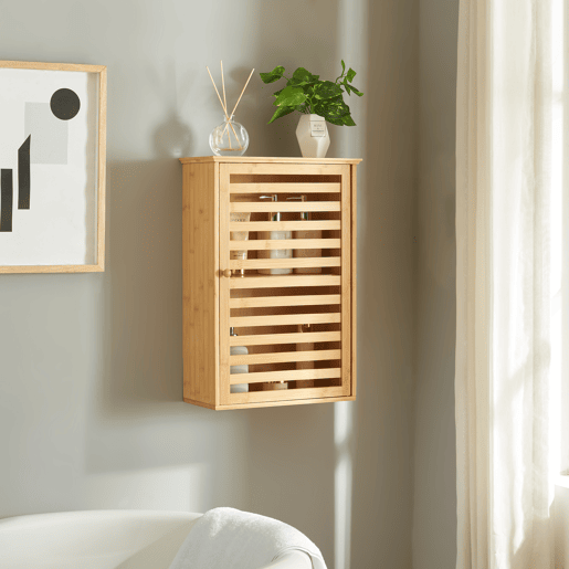 Móvel de parede para casa de banho Järfälla bambu 55x37x16cm - Natural en.casa