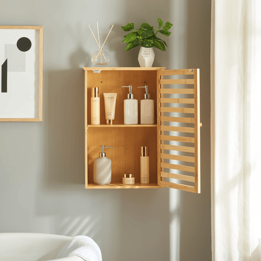Móvel de parede para casa de banho Järfälla bambu 55x37x16cm - Natural en.casa