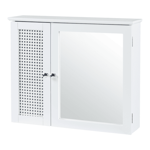 Armário de parede Karlsøy com espelho MDF PVC 50x60x15 cm - Branco en.casa