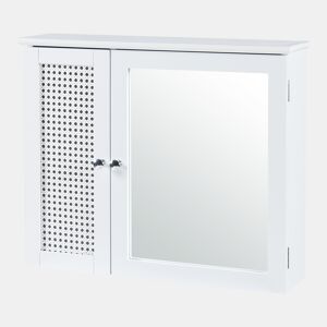 Armário de parede Karlsøy com espelho MDF PVC 50x60x15 cm - Branco en.casa