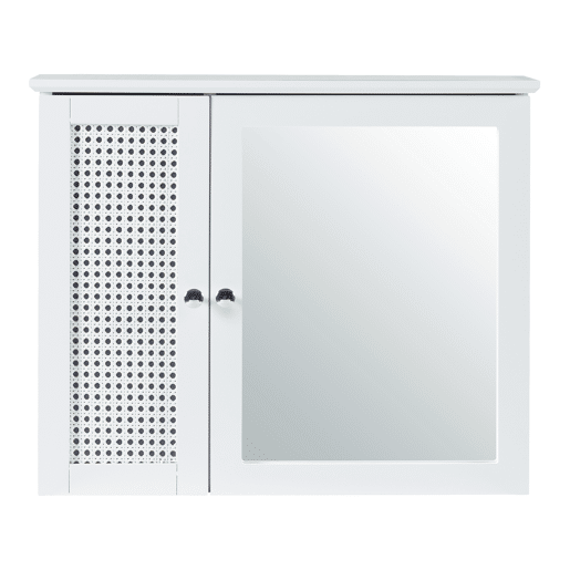 Armário de parede Karlsøy com espelho MDF PVC 50x60x15 cm - Branco en.casa