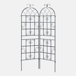Conjunto de 2 treliƧas de jardim Barrea aƧo 180x102cm - Preto casa.pro