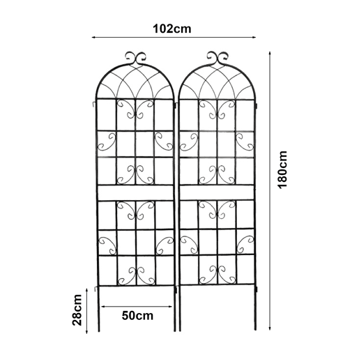 Conjunto de 2 treliças de jardim Barrea aço 180x102cm - Preto casa.pro