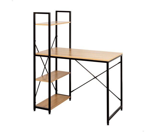 Max home escritorio con estantería madera y acero 100x52x120 cm