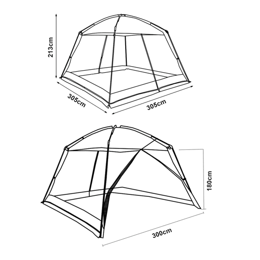 Tenda de jardim Beekdaelen poliéster 305x305x213cm - Cinzento pro.tec