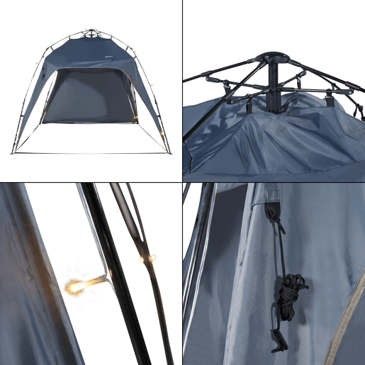 Barendrecht Gazebo de jardim LED com módulo solar 250x250x190 cm - Cinzento pro.tec