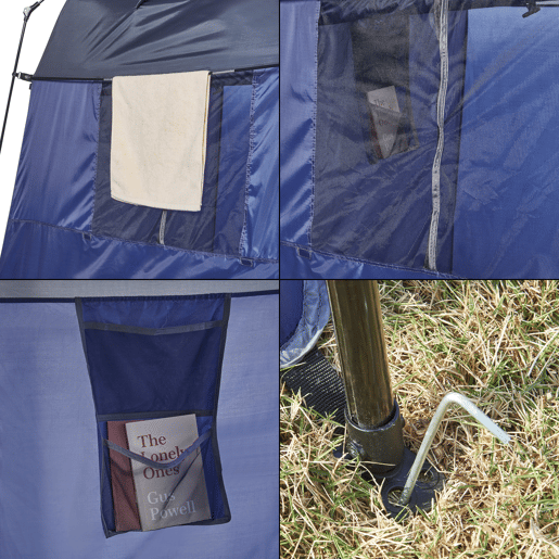Tenda de duche Ayas tenda de campismo dobrável 150x150x200 cm - AzulCinza pro.tec