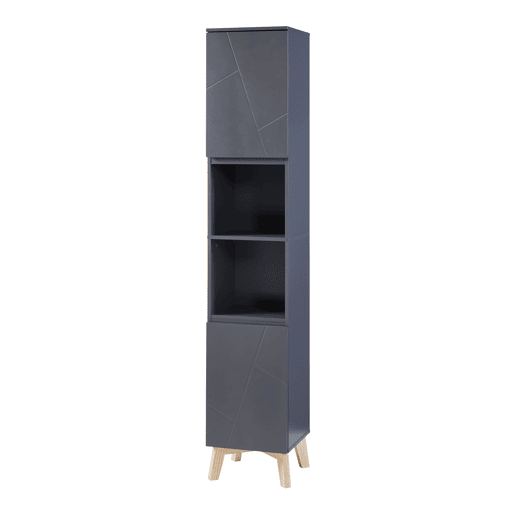 Armário alto com 2 portas MDF pinho 160x30x30cm - Cinzento en.casa