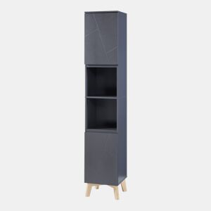 Armário alto com 2 portas MDF pinho 160x30x30cm - Cinzento en.casa