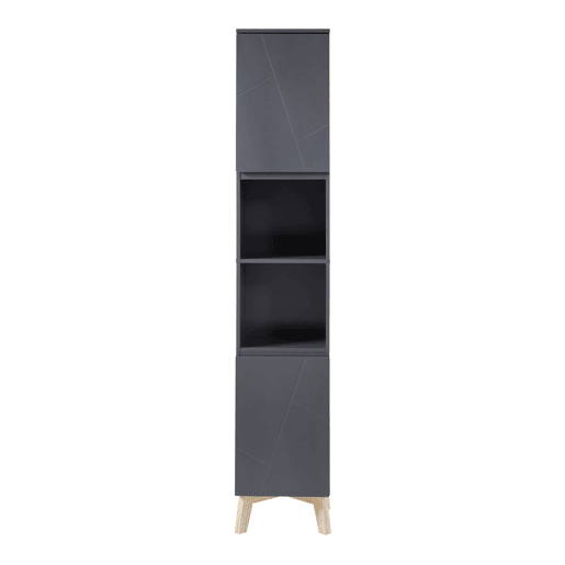 Armário alto com 2 portas MDF pinho 160x30x30cm - Cinzento en.casa