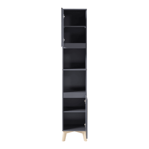 Armário alto com 2 portas MDF pinho 160x30x30cm - Cinzento en.casa