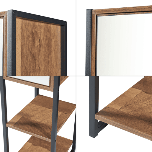 Armário alto Namsskogan com porta espelho 160x24x30cm - efeito nogueira en.casa