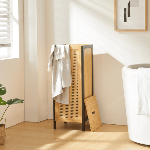 Cesto para roupa suja Tervola 51 L PretoBambu en.casa