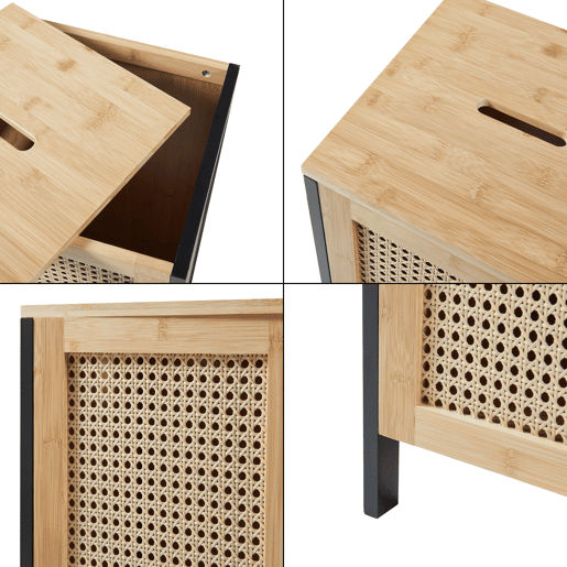 Cesto para roupa suja Tervola 51 L PretoBambu en.casa