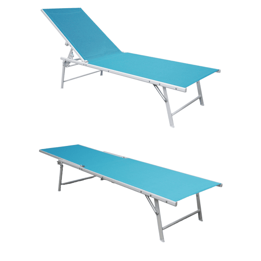 Lote de 2 tumbonas plegables SICILIA de textileno azul - estructura blanca