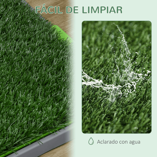 PawHut Resguardo de Treino para Cães com 2 Relvas Artificiais Sanitário para Cães com Grade e Bandeja para Treino de Filhotes no Exterior e Interior 67x41x3,5 cm Verde