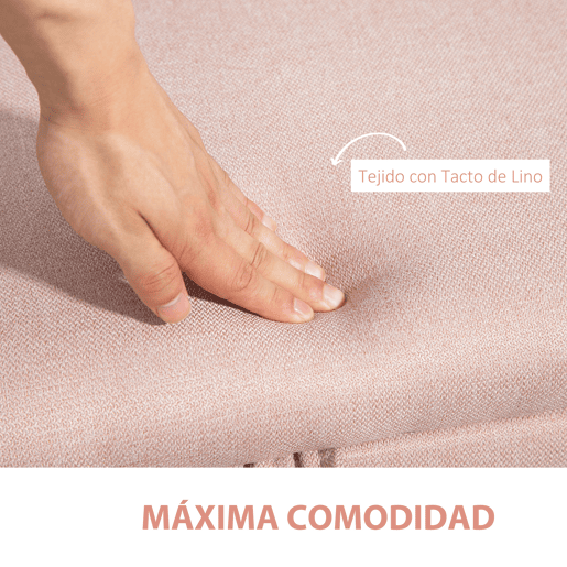 HOMCOM Banco de Armazenamento Estofado em Linho com Tampa Abatível e Pés de Aço para Dormitório Sala de Estar Entrada Carga Máxima 150kg 101x38,5x44,5 cm Rosa