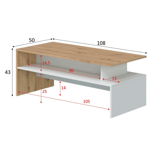Mesa de centro com efeito madeira