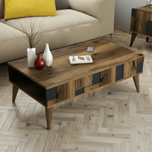 Mesa de centro com efeito madeira