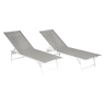 Lote de 2 tumbonas plegables SICILIA de textileno gris - estructura blanca