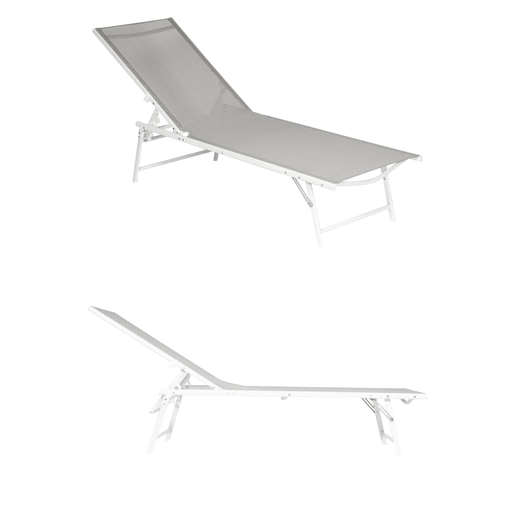 Lote de 2 tumbonas plegables SICILIA de textileno gris - estructura blanca