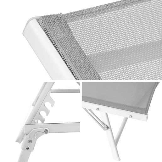 Lote de 2 tumbonas plegables SICILIA de textileno gris - estructura blanca