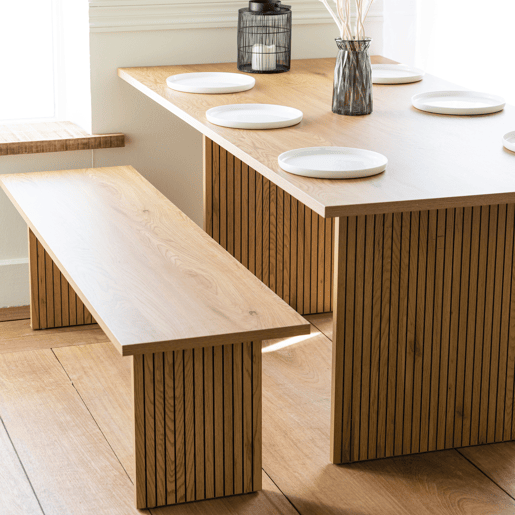 Conjunto de mesa de 180 cm y 2 bancos de estilo escandinavo ALMA