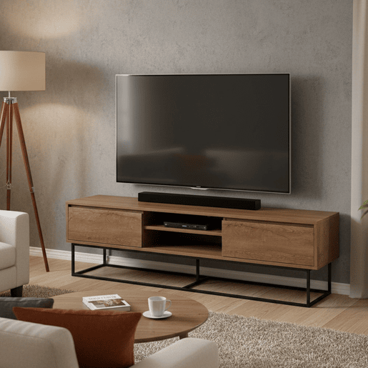 Móvel tv com efeito madeira